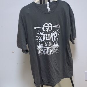 Dark Gray Graphic Tee with White Print